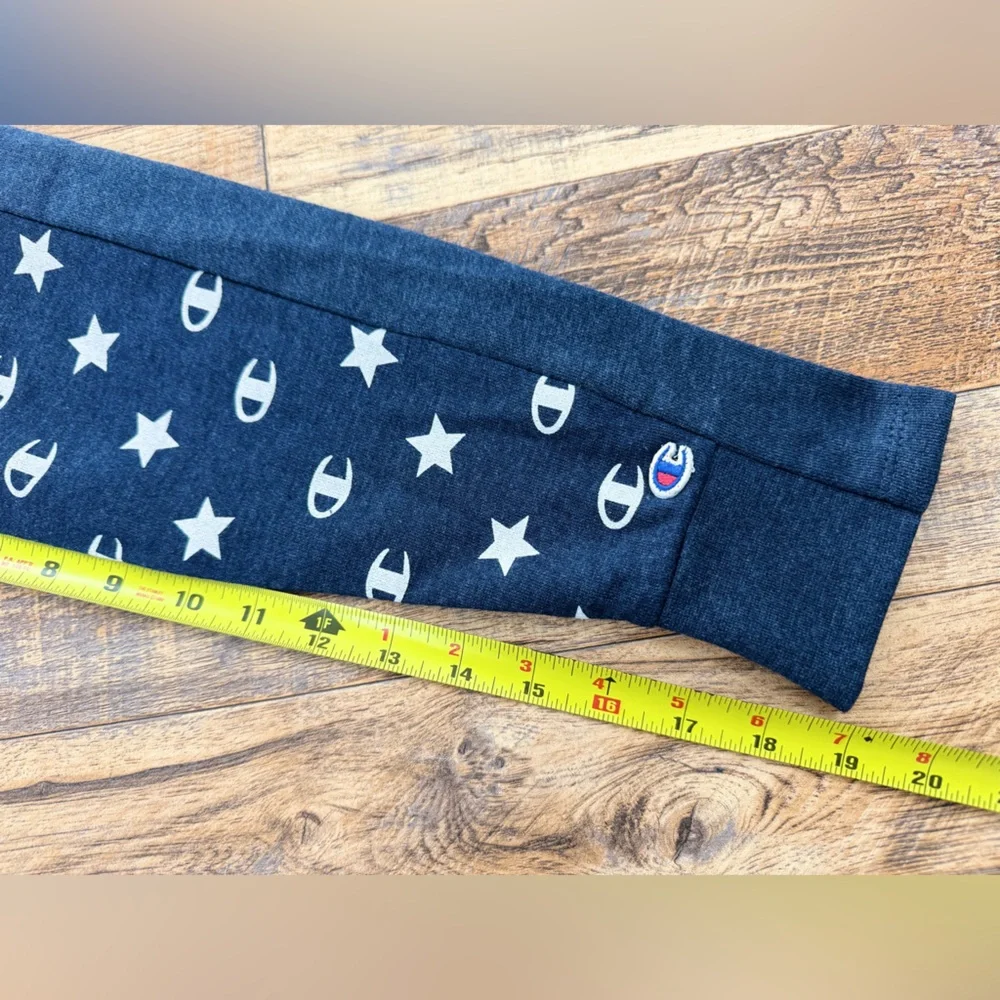 Champion Women's Blue All Over Stars and Logo Long Sleeve Pullover Tee, Size L - Picture 4 of 9
